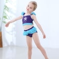 thumbnail image 4 of Conjunto de traje de baño dividido para niñas pequeñas y de tamaño pequeño, falda de princesa con cabello, linda falda desmontable, 4 of 6