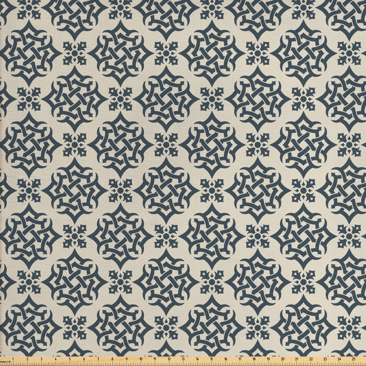 Oriental Fabric by The Yard, Timeless Ornate Pattern with Curved