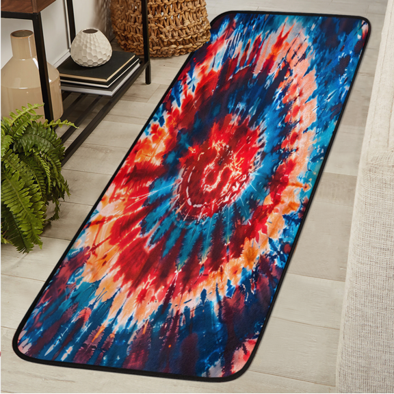 CURLYOOT Tie Dye Colorful Runner Rug 2'x6' Washable Kitchen Runner Rug Indoor Non Slip Laundry Rugs Rainbow Colorful Floor Carpet for Hallway Kitchen Entryway Bedroom Living Room