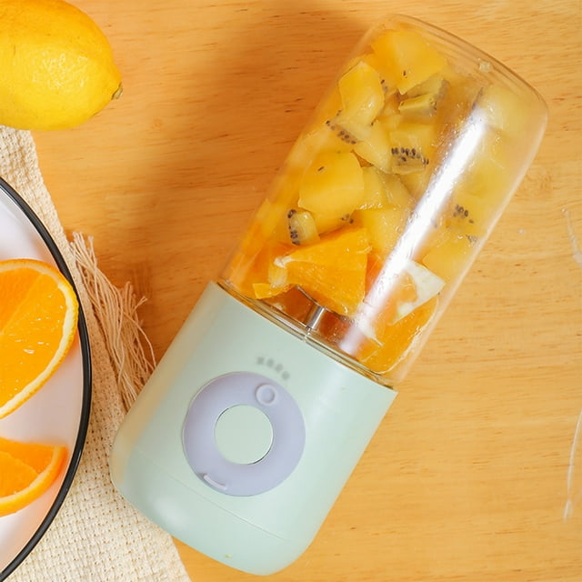 Xihbxyly Licuadora Portátil Recargable Por Usb, Botella de Agua de 500 Ml, Carga Usb, Cuatro Cabezales de Corte, Tritura Hielo, Jugos y Comida para Bebés, Ideal para Viajes Al Aire Libre, Rosa, Blanc