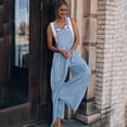 thumbnail image 2 of utcoco Women's Casual Loose Denim Overalls Adjustable Strap Wide Leg Bib Jean Overalls Jumpsuit with Pockets, 2 of 6