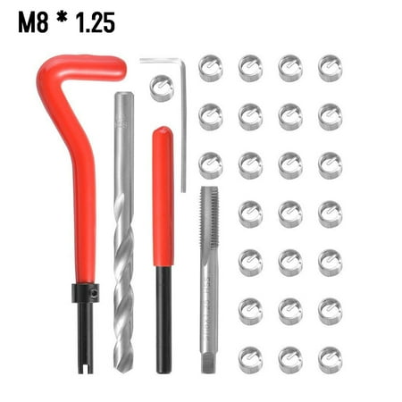 30Pcs Metric Thread Repair Insert Kit M5 M6 M8 M10 M12 M14 Helicoil Car Pro Coil Tool M8 *
