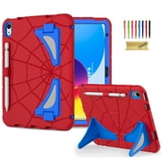 Dteck iPad 10th Generation Case for Kids, Kids-Friendly Silicone Shockproof Rugged Protective Cover with Built-in Kickstand fot 10.9" iPad 10th Gen 2022,Red+Blue