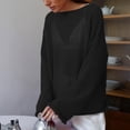 thumbnail image 5 of Long Sleeve Shirts for Women Mesh Long Sleeve Tops Boat Neck See Through Lightweight Sweater Crochet Knit Tops Black Shirt L, 5 of 5