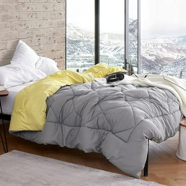 DormCo Limelight Yellow/Ultimate Gray Reversible Full Comforter - Oversized Full XL Bedding