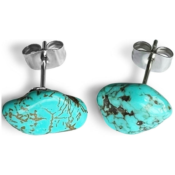 Turquoise Stud Earrings, Gemstone Gift for Women, Crystal Stud Earring, Dainty Earring, Natural Stone Jewelry