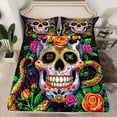 thumbnail image 2 of Homewish Floral Skull Full Size Sheets 4-Piece for Teens Boys Girls,Gothic Style Breathable Bed Sheets,Bohemian Theme Lightweight Sheet Sets,Breathable Home Decor, 2 of 7