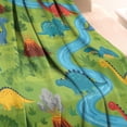 thumbnail image 3 of Dinosaurs River Volcano Green Pattern Blanket,Comfortable Soft Flannel Throw Blanket,All Season,Warm Lightweight Blankets for Sofa Bed Couch Living Room Chair,30"x40", 3 of 4