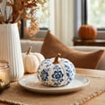 thumbnail image 5 of Vintage Floral Cloth Pumpkin Decoration, Soft Fabric Pumpkin Shelf Ornament, Modern Farmhouse Tabletop Pumpkin Decor for Home Party Display, 5 of 7