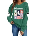 thumbnail image 6 of Spooky Season Sweatshirt Womens Ghost Graphic Pullover Crew Neck Long Sleeve Loose Fit Casual Fall Tops Ribbed Cuffs and Hem Cute Halloween Long Sleeve Sweatshirt, 6 of 7