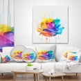 thumbnail image 4 of Designart Multicolor Rose with Color Splashes - Floral Throw Pillow - 12x20, 4 of 5