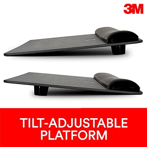 3M Gel Wrist Rest for Keyboard and Mouse with Tilt-Adjustable Platform, Soothing Gel with Durable Easy to Clean Leatherette Cover, Antimicrobial Product Protection, Precise Mouse Pad, Black (WR422LE)