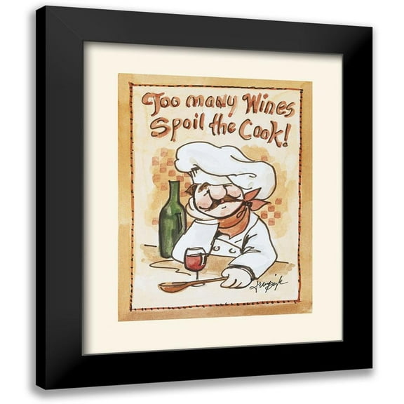 Unknown 12x14 Black Modern Framed Museum Art Print Titled - Chef Too Many Wines