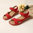 thumbnail image 4 of Busydd Womens Wedge Sandals Comfortable Casual Open Toe Beach Sandals for Woman Fashion Hook-and-Loop Strap Summer Shoes 42, 4 of 9
