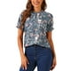 thumbnail image 1 of BLUSA FLORES CON VOLANTES DE INSPIRE CHIC para Mujeres, Manga Corta, Cuello con Volantes, Blusas Casuales XS Azul Polvoriento, 1 of 5