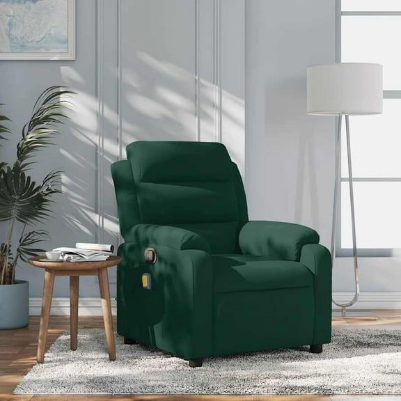 vidaXL Massage Recliner Chair Dark Green Velvet