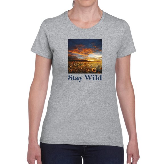 Stay Wild, Sunflower T-Shirt Women -Smartprints Designs, Female Large