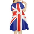thumbnail image 2 of Renewold Skin Friendly Crewneck Sundress British Flag Bow Knee Length High Waistline Dress Kids Clothing Casual Outside Dress for Girls 9-10 Years Old, 2 of 5