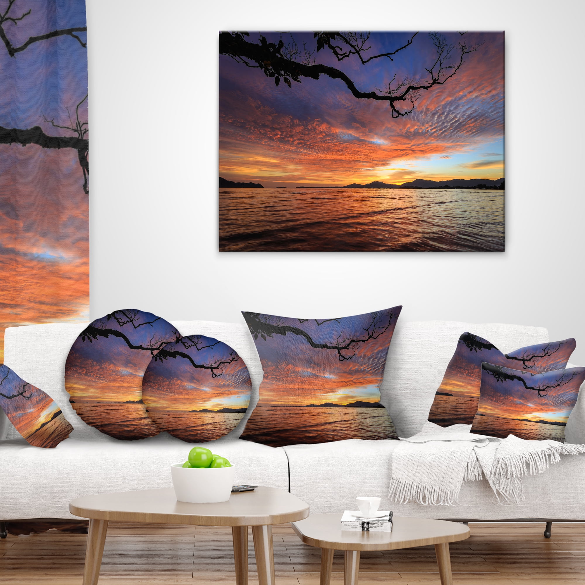 Designart Beautiful Sunset Beach In Phuket - Seashore Throw Pillow - 16x16