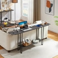 thumbnail image 3 of VECELO 70.8" Console Table with Charging Station, Industrial Sofa Table with Storage Shelves for Living Room, Entryway, Hallway, Charcoal Gray, 3 of 10