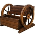 thumbnail image 3 of , Wooden Wagon Planter Box, Garden Planter with Wheels,Decorative Planter for Flowers Herbs Vegetables for Indoor & Outdoor Décor,Wooden Flower Cart for Patio Garden Balcony Decoration., Brown ,, 3 of 9