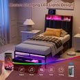 thumbnail image 3 of ARICOEASY Twin XL Bed Frames with Hidden Storage Headboard, LED Lights, USB Charging Station, Dustproof Storage Drawer, Black, 3 of 7