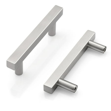 30 Pack Knobelite Brushed Nickel Cabinet Handles 3Inch(76MM) Holes Spacing Cabinet Knobs Stainless Steel Kitchen Cabinet Pulls Square Hardware Pulls for Closet Dresser Drawer