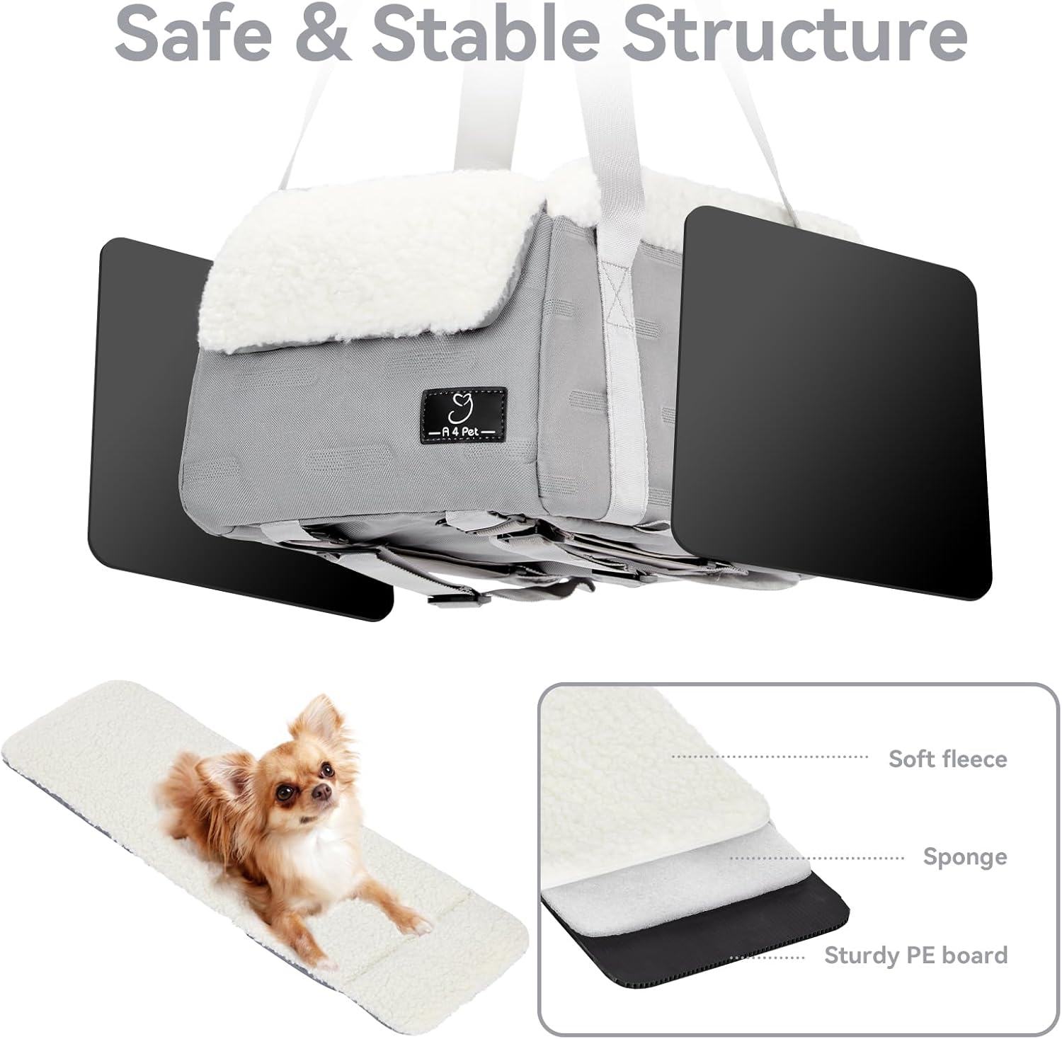 Center Console Dog Car  for Small Dogs Under 12 lbs – Secure Booster  with Safety Tether, Fits Most  & SUVs, Soft Washable Cushion, Portable  Ideal for Pet Travel