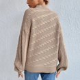 thumbnail image 4 of Byworldtasic Womens Sweaters Women's Fall Oversized Pullover Sweaters Casual Crewneck Long Sleeve Chunky Cable Knit Tops Winter Tops Khaki, 4 of 4