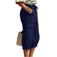 thumbnail image 6 of Karymi Jean Shorts Womens Cargo Capri Pants, Elastic Drawstring Waist Multi Side Pockets Jogger Cropped 3/4 Length Casual Outdoor Hiking Trousers, 6 of 6