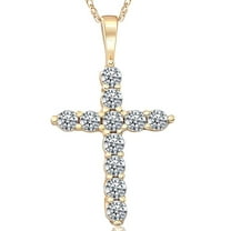 Pompeii 1/2ct Yellow Gold Diamond Cross Pendant 14K Necklace (G/H,I1)