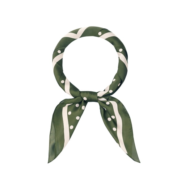 INSPIRAR CHIC Mujeres Pañuelo de Lunares 35" Satén Seda Como Cuadrado Bufanda Envoltura de Cabeza Bandanas 35.4x35.4" Verde