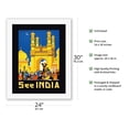 thumbnail image 2 of India - Mosque of Four Minarets - Charminar Monument Hyderabad - Vintage Travel Poster by Gopal Damodar Deuskar c.1930 - Fine Art Rolled Canvas Print 20in x 26in, 2 of 4