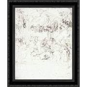 Design for the Adoration of the Magi 20x24 Black Ornate Wood Framed Canvas Art by Da Vinci, Leonardo