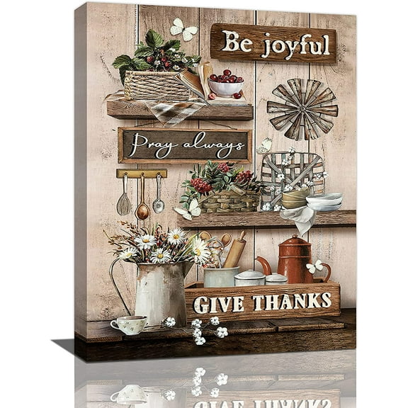 Farmhouse Kitchen Wall Decor Kitchen Wall art Rustic Kitchen Pictures Canvas Prints Dining Room Be Joyful Painting Modern Artwork Home Decoration for Dining Room Living Room 12"x16"