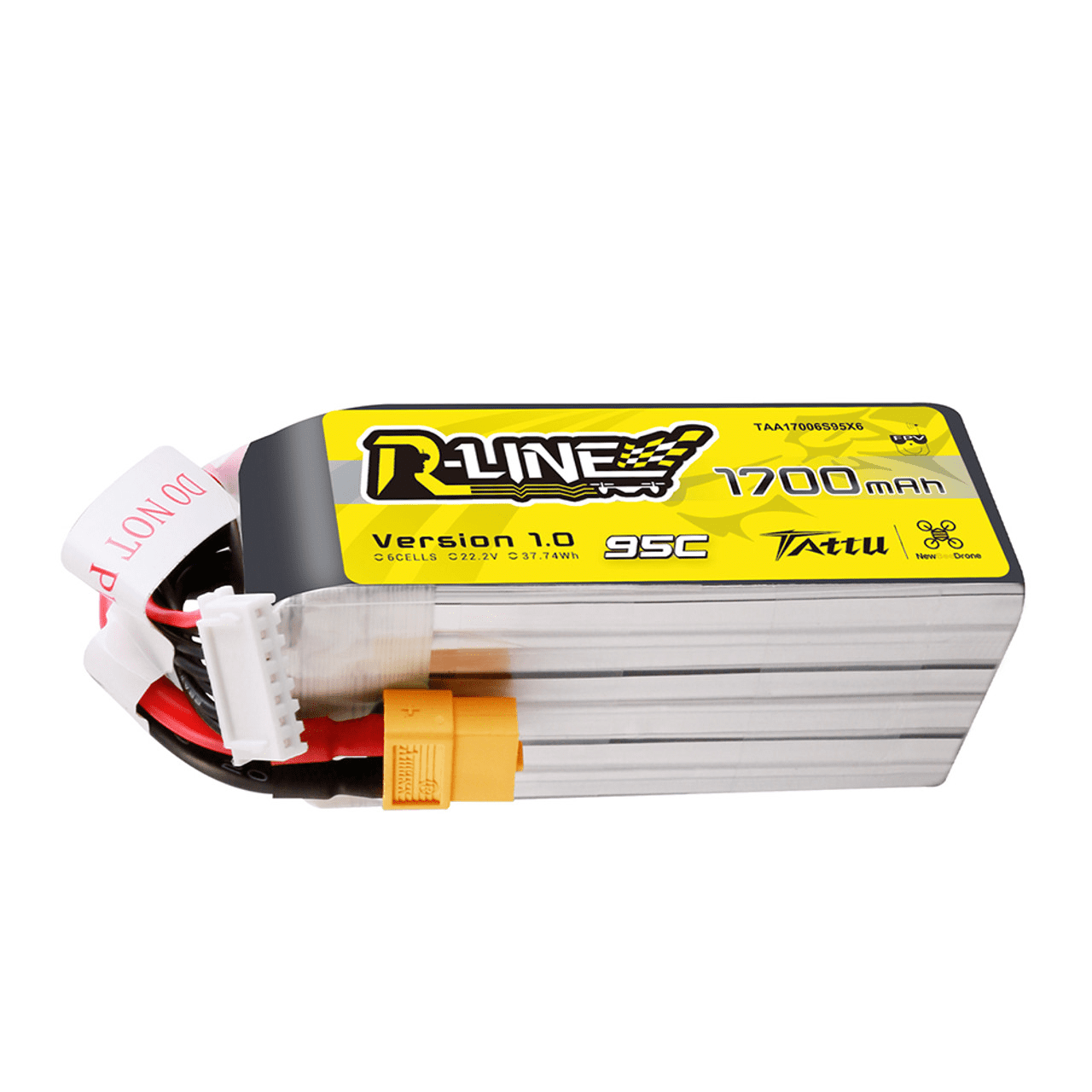 Tattu R-Line 1700mAh 6S 22.2V 95C LiPo Battery Pack with XT60 Plug
