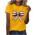 thumbnail image 3 of Camisas de Manga Corta para las Mujeres Moda Casual Impresión Cuello Redondo Suéter Tee Blusas, 3 of 7