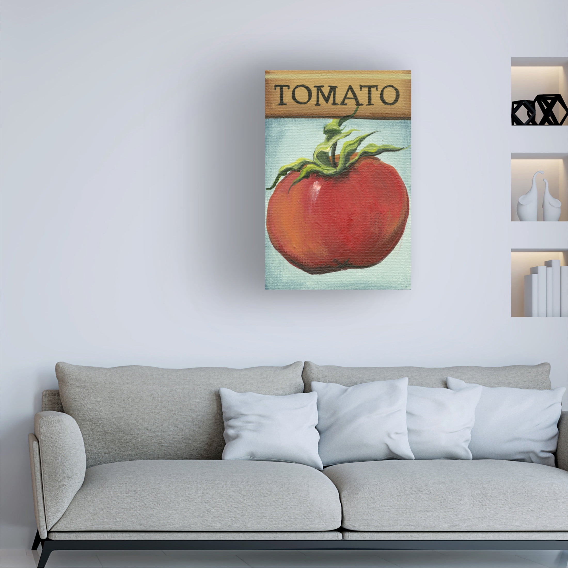Canvas Wall Art - Debbi Wetzel 'Seed Packets 05 - Tomato' Wall Art for Living Room, Bedroom, or Office Décor by Trademark Fine Art - 16 x 24 Inches