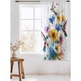 thumbnail image 3 of Sheer Curtains 63 Inch Length, Hummingbird Semi Sheer Curtains Light Filtering Window Treatment, Spring Farmhouse Oil Painting Sunflowers Privacy Voile Drapes for Living Room Bedroom 52x63 Inch, 3 of 7