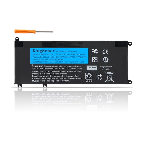KingSener 56WH 33YDH Laptop Battery for Dell Inspiron 17 7000 7778 7779 7786 7773 15 7577 G3 3579 3779 G5 5587 G7 7588 Latitude 13 3380 14 3490 15 3590 3580 PVHT1 P30E 81PF3 081PF3