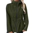 thumbnail image 1 of Full Zip Up Hoodies Jacket for Women Long Sleeve Coat Windproof Waterproof Overcoat Mock Neck Coats Drawstring Waisted Tops Loose Fit Top Drop Shoulder Costume Outdoor Hiking Outfits, 1 of 6