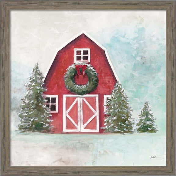 Great Art Now December Barn Blue Sky by Julia Purinton, Framed Wall Art, 13W x 13H