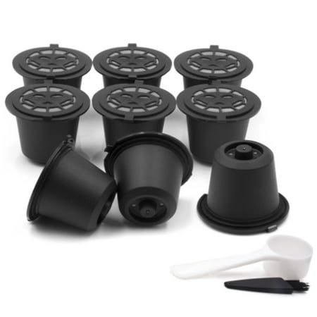

Coffee Capsule Refillable Coffee Capsule Filter Cup for Machine Capsule Filter Cups Spoon Brush-Black