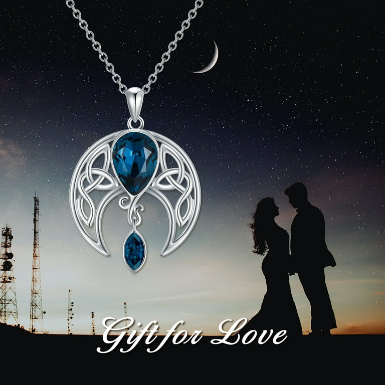 Collana Con Nodo Della Strega In Argento 925 – Gioiello Wiccan Con Pietra Nascita, Pendente Luna Celtica, Regalo Per Donne - 3