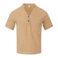 thumbnail image 5 of Men's Summer Linen Cotton Short Sleeve Crewneck Loose Fit Casual Shirt Tops T-Shirt Solid Color Breathable Blouse Beach Vacation Hiking Outfits Modern Fashion Essential Gift, 5 of 5