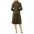 thumbnail image 3 of INSPIRE CHIC Women's 2 Piece Skirt Suit Set 2025 Fall Winter Double Breasted Blazers and A-Line Skirts S Dark Brown, 3 of 5