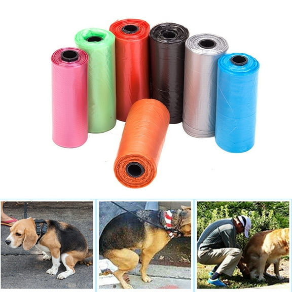 Walbest Pet Supplies Dog Poop Bags for Waste Refuse Cleanup, Doggy Roll Replacements for Outdoor Puppy Walking and Travel, Leak Proof and Tear Resistant, Thick Plastic - Random Color, 60Pcs