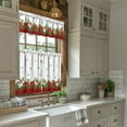 thumbnail image 3 of Christmas Kitchen Curtains and Valances Set of 3,Poinsettia Holly Christmas Decoration,Winter Xmas Curtains and Valances Short Curtain Set for Kitchen Bedroom Holiday Decor 36In, 3 of 7