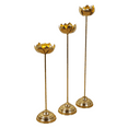 thumbnail image 4 of Kreative Art's Lotus 1 Candle Stand Set of 3, Gold Leafing, Housewarming Decor, 4 of 5