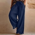 thumbnail image 4 of GUACER Womens Linen Wide Leg Pants Drawstring with Tassels & Pockets Palazzo Trousers for Beach & Casual Wear, 4 of 6